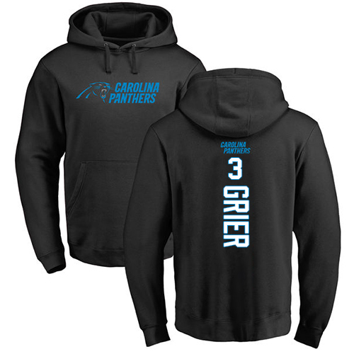 Carolina Panthers Men Black Will Grier Backer NFL Football #3 Pullover Hoodie Sweatshirts->nfl t-shirts->Sports Accessory